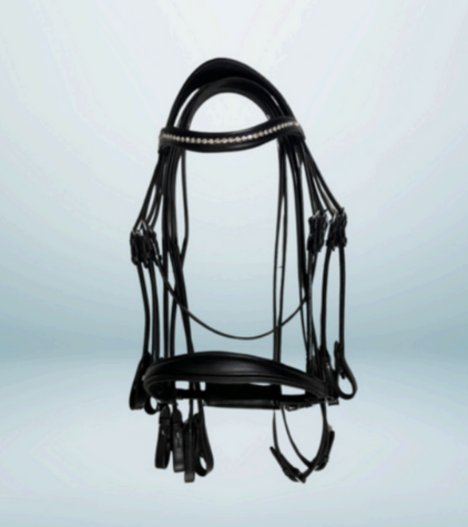 Walf Exports Leather Bridle with Double Leather Reins