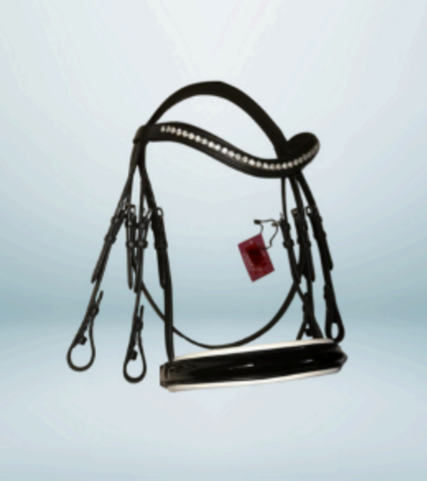 Walf Exports Patent Leather Bridle With Leather Reins