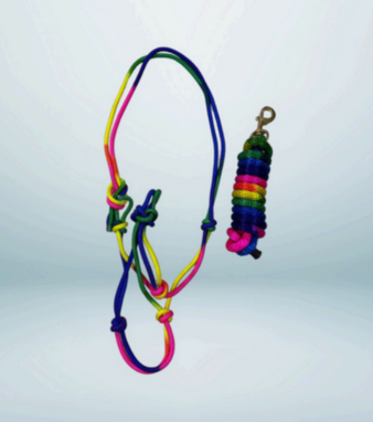 Walf Exports Nylon Rainbow Rope Halter With Lead Rope