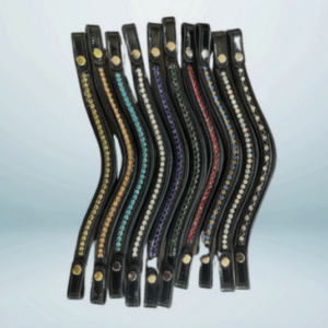 Walf Exports Patent Leather Browband With Embedded Crystals Design