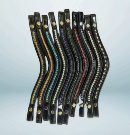 Walf Exports Patent Leather Browband With Embedded Crystals Design