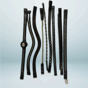 Walf Exports Curved And Plain Leather Browband With Chain And Stones Designs