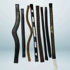 Walf Exports Curved And Plain Raised Leather Browband With Leaf Stitching And Chain Designs