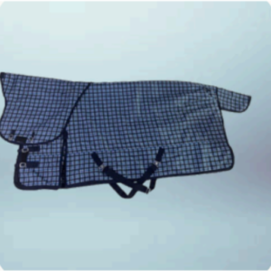 Walf Exports 600D Polyester 350G Fill Check Printed Combo Rug Navy Blue Binding