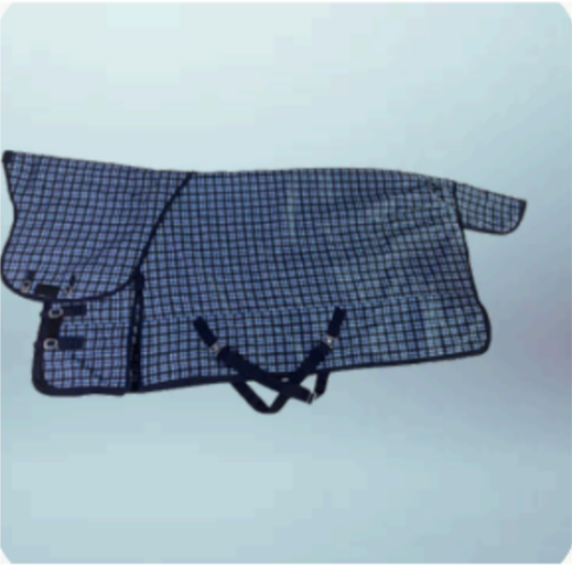 Walf Exports 600D Polyester 350G Fill Check Printed Combo Rug Navy Blue Binding