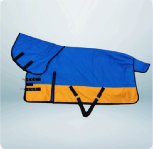 Walf Exports 1200D No Fill Polyester Combo Rug - Blue / Orange With Black