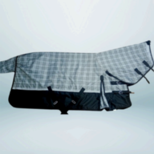 Walf Exports 1200D 250G Fill Printed Polyester Rug Gray Check With Black