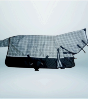 Walf Exports 1200D 250G Fill Printed Polyester Rug Gray Check With Black